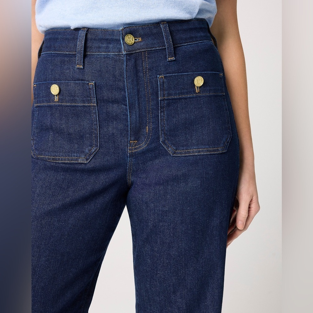 J Crew Factory Full Length Slim Wide Leg Sailor Jeans 35 Tall Premium Edition - Picture 3 of 15